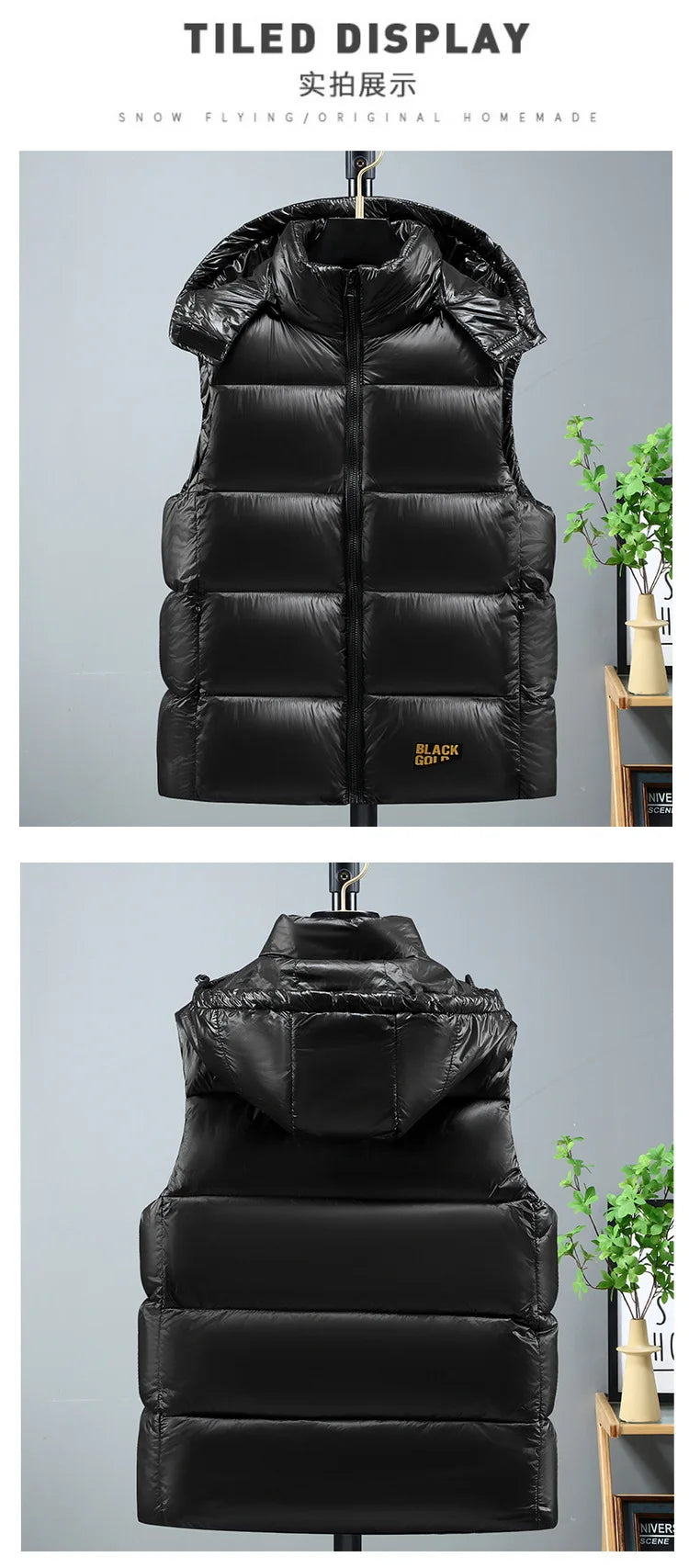 MAINKULCN Gepolsterte Baumwollweste Mit Kapuze - Reißverschluss, Baumwolle, Größen M XXL