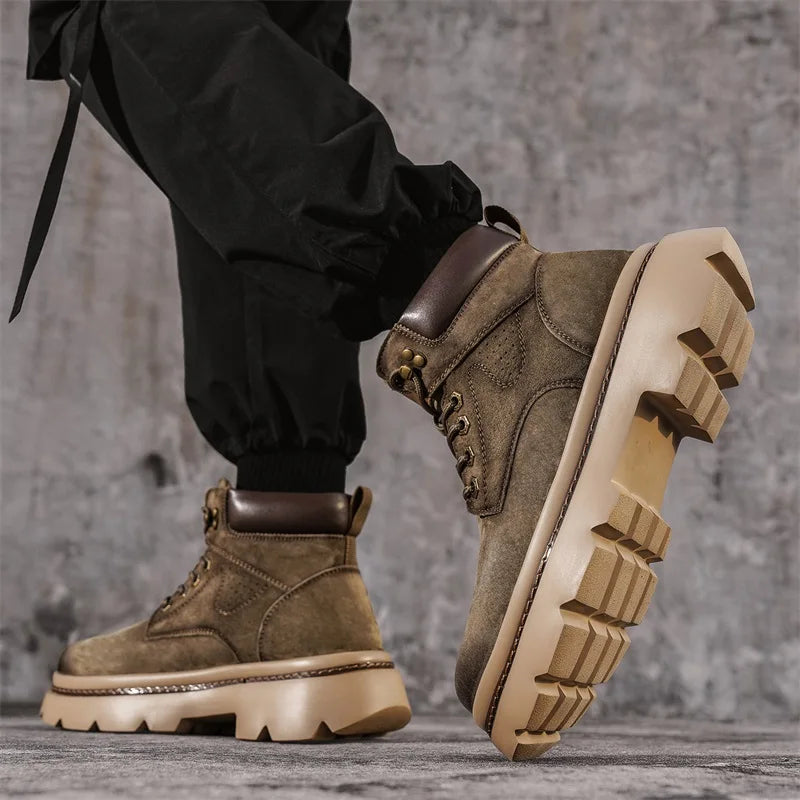 YEISNDOOCN Model N Atmungsaktive Schnürstiefel - Größe 42, Leder Obermaterial, Mesh Innenfutter