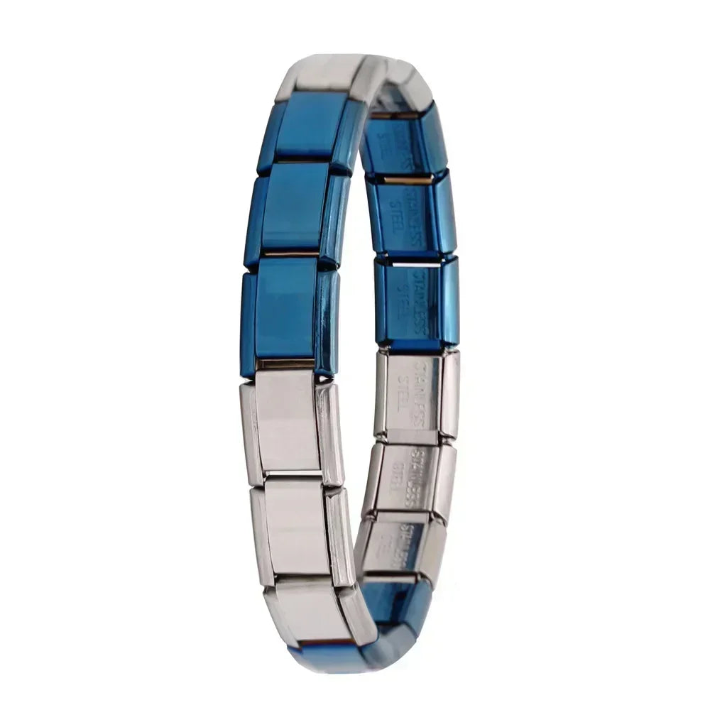 Hapiship Neue Damen Schmuck 9mm Breite Italienisch Elastisch Anhänger Armband Mode Edelstahl Armreif ST-