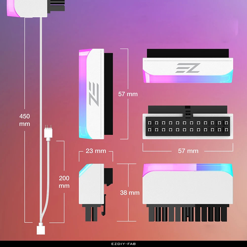 ATX 24 Pin 90° Adapter 2025 - Power Plug ARGB Mainboard - Motherboard PSU Kabel Modular DIY Mounting