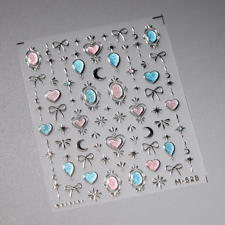 RhstoeChoice 5D Nagelsticker Goldrand - Herz Mond Stern