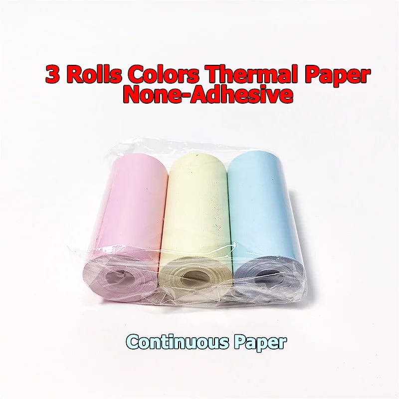 Thermopapier 2025: 3 Rolls of Mini Printer Paper Thermal Paper Printable Stickers for Pocket Thermal Printers Collection