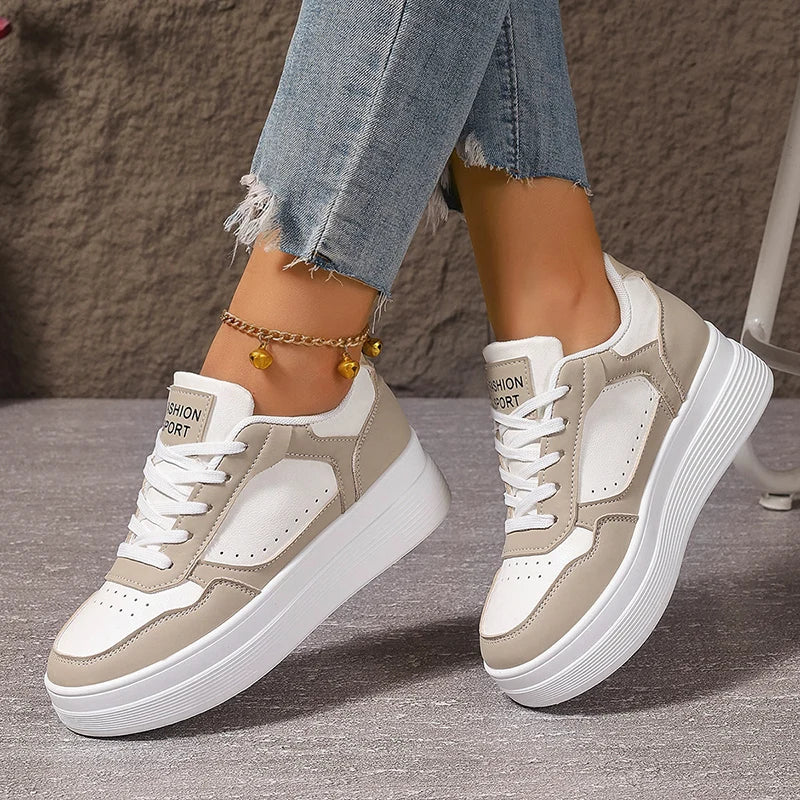 Women Sneakers for Thick Platform Casual Shoes 2025 Spring New Patchwork Sport Shoes Outdoor Comfort Anti-Slip Woman Sneaker