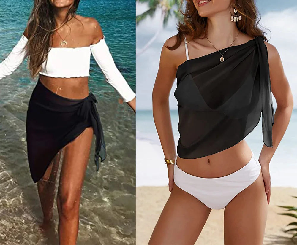 Damen Sarongs - Kurze Sarongs Badeanzug-Abdeckung Strand-Bikini-Wrap Chiffon-Schal