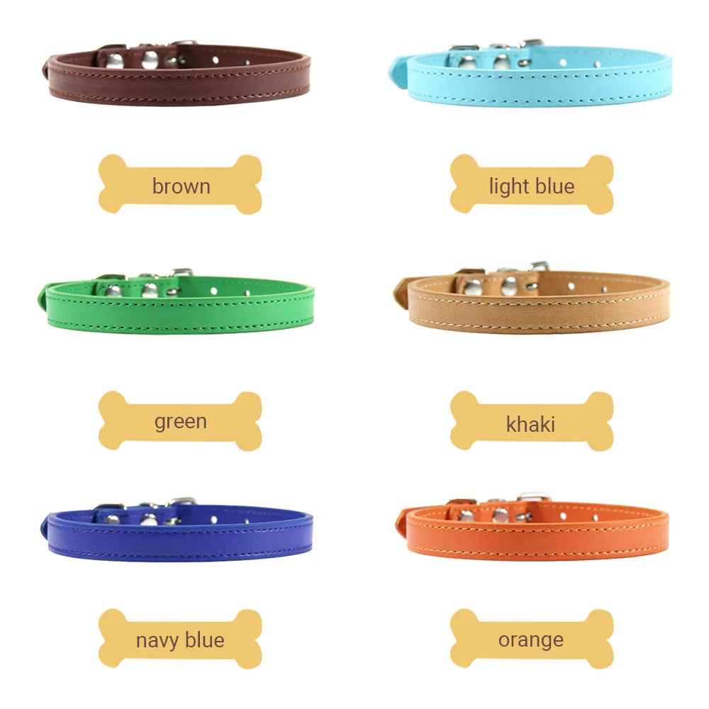 Haustier Halsband Bunt 2025 - PU Leder Personalisiert Name Katze Hund 16 Farben XS-XL