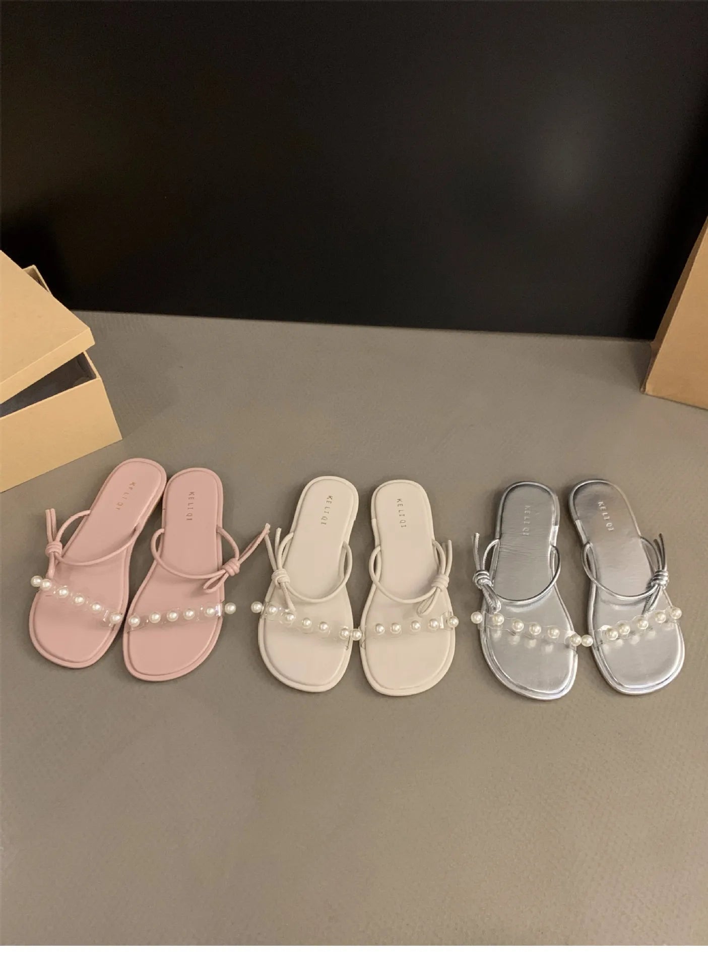 Plegie Sandale Transparente Perlenriemen - Anti Rutsch 3cm