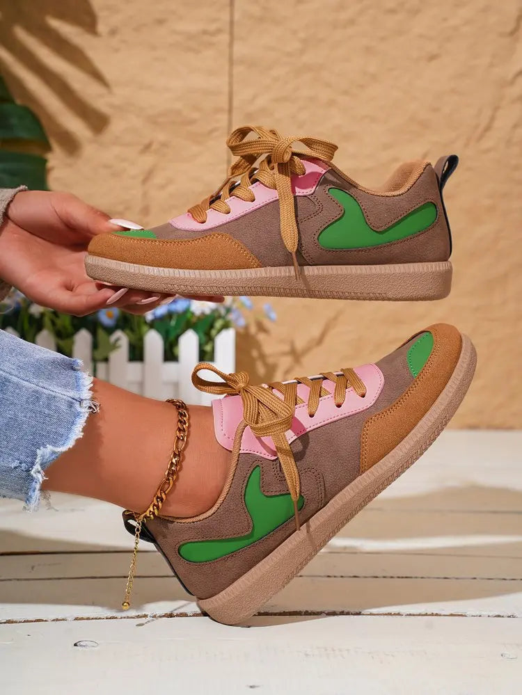 Sneakers Women Fashion Platform Casual Single Shoes Breathable Flat Bottom Lace Up Lightweight Sneakers Shoes Zapatos De Mujer