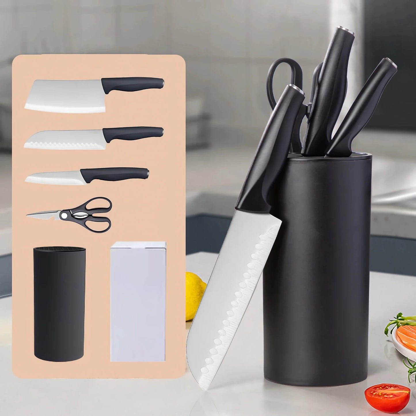 Edelstahl Küche Messer Set Werkzeuge 2025 - Geschmiedet Küche Messer Schere Schäler - Chef Slicer Paring Hackmesser Geschenk 5 Stück Set