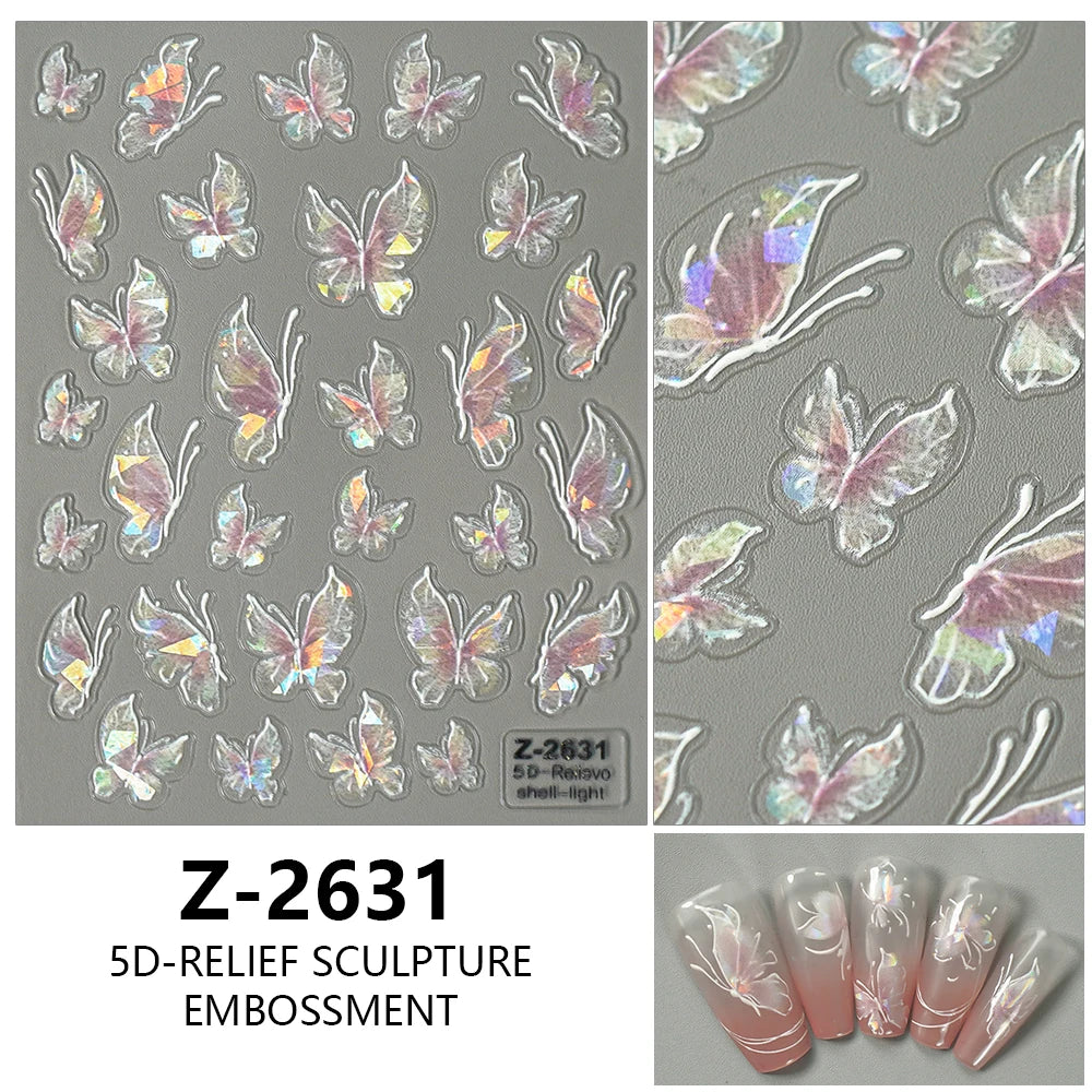 Leidankou 5D Schmetterling Nail Art Aufkleber - 14x7.2cm 1St