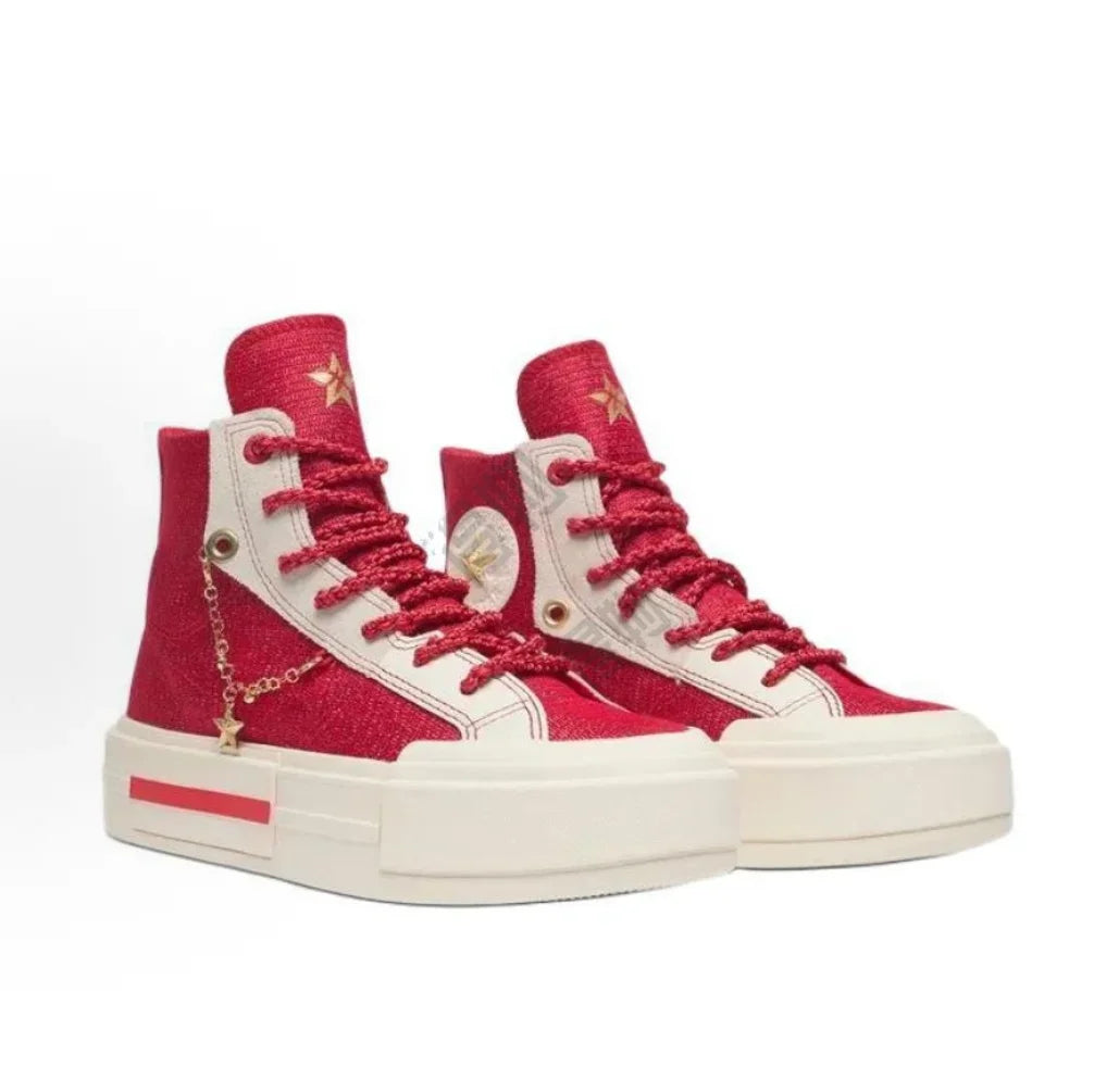 Converse A13347 Bequemer High-Top Canvas Sneaker - Größe, Material, Farbe Rot-Weiß