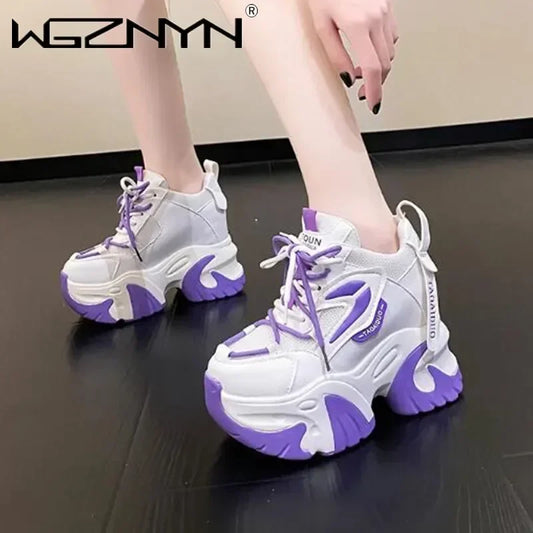 Fashion Sneakers For Women 11CM Platform Chunky Casual Shoes High Quality Autumn Woman Tenis Female Walking Trainers Thick Sole