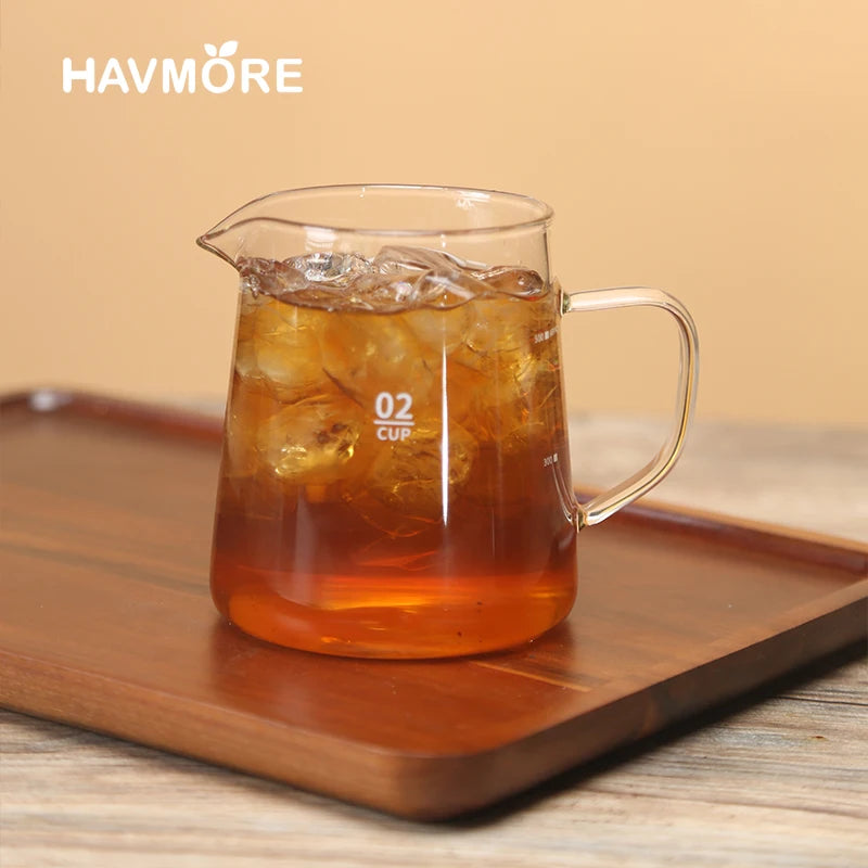 Glass Pour Over Coffee Server with Dot Scale Brewed Coffee Sharing PotHeat Resistant Hand Made Drip Coffee Pot 300ml/500ml