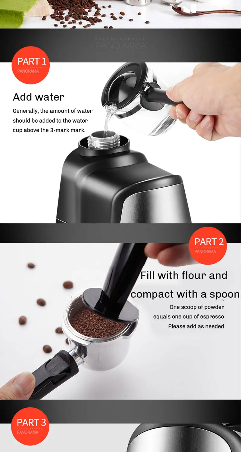 Elektrisch Italienisch Kaffeemaschine 5 Bar Professional Espresso Kaffee Maker Automatisch Semi Automatisch Espresso Cappuccino 220V EU Stecker