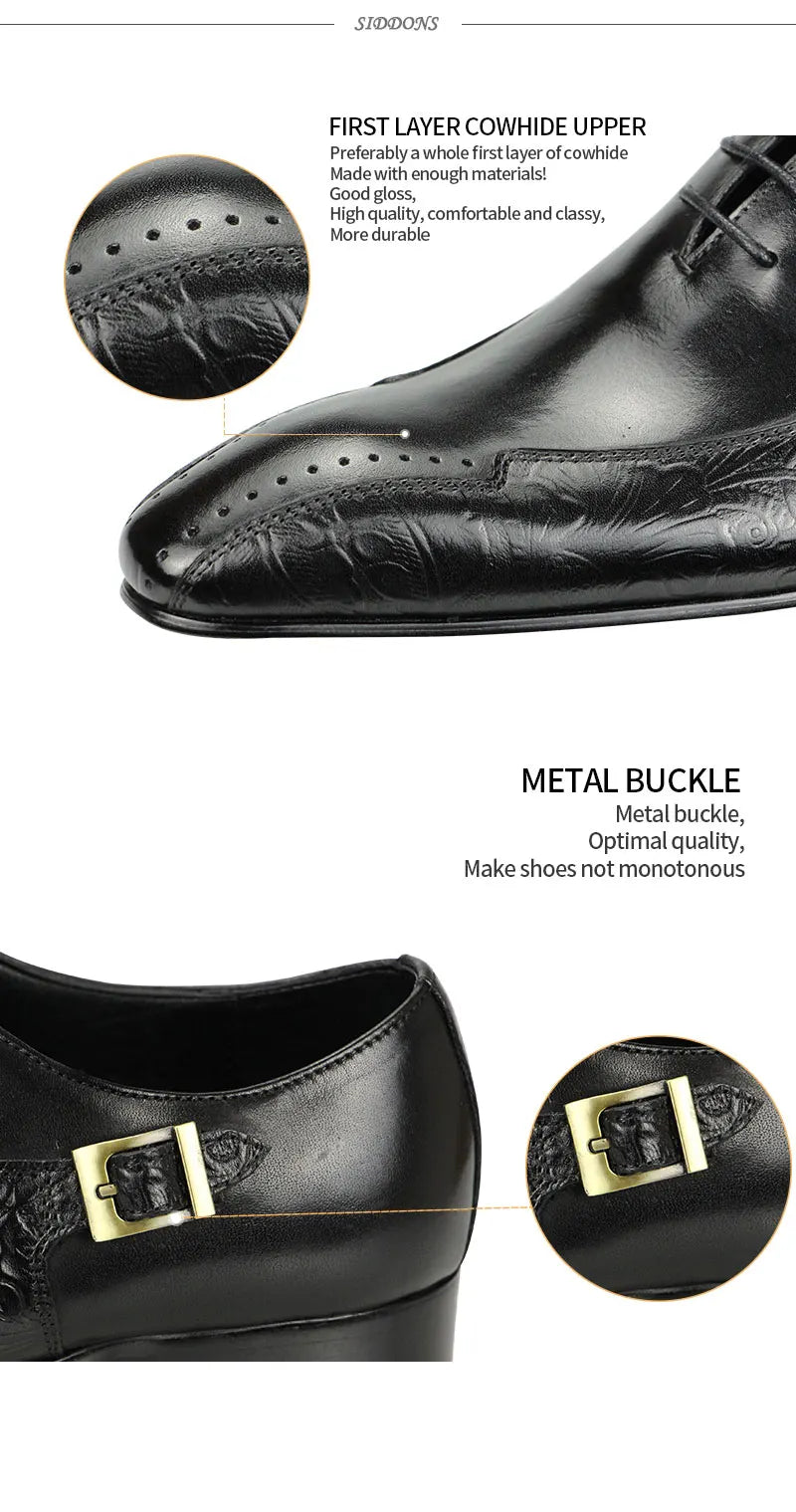 Pantofi Bărbați 2025: Piele de vacă neagră elegantă - Colecția de rochii business