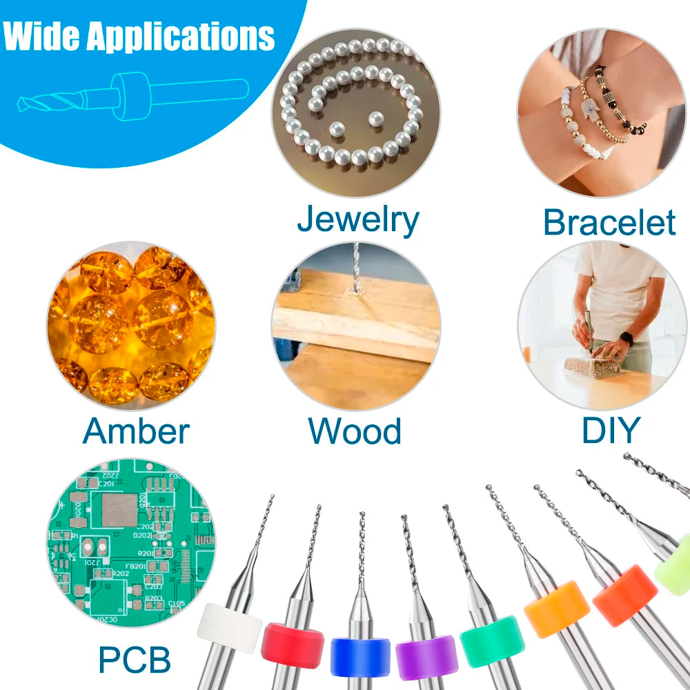 XCAN 10Stk/Set 0.3mm bis 1.2mm PCB Mini Bohrer Bit Wolfram Stahl Hartmetall für Print Schaltkreis Board CNC Bohrer Bits Maschine