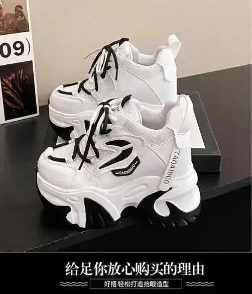 Fashion Sneakers For Women 11CM Platform Chunky Casual Shoes High Quality Autumn Woman Tenis Female Walking Trainers Thick Sole