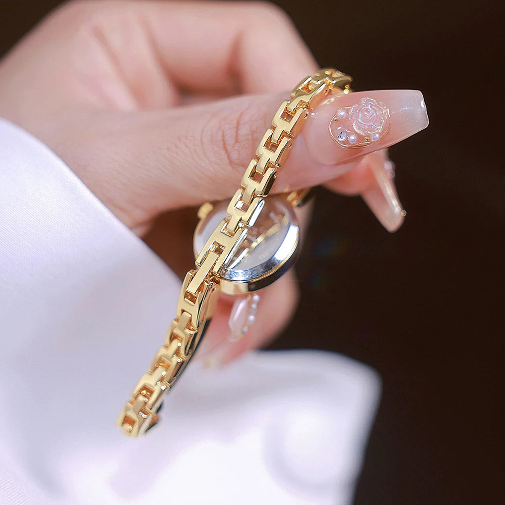 Womens Watch Luxury Fashion Quartz Wristwatches Colored Rhinestone Small Silver Bracelet Watches For Women Gifts