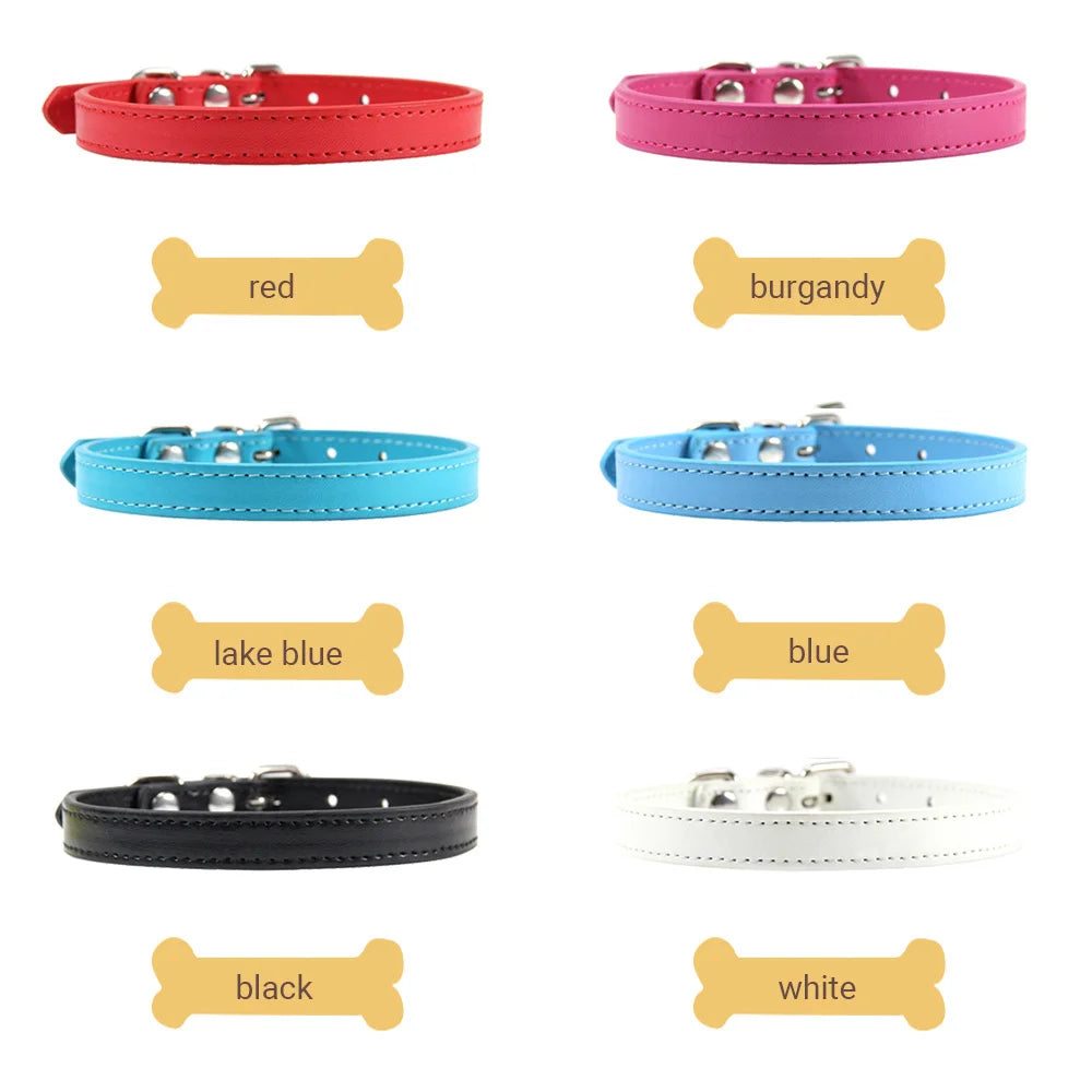 Haustier Halsband Bunt 2025 - PU Leder Personalisiert Name Katze Hund 16 Farben XS-XL