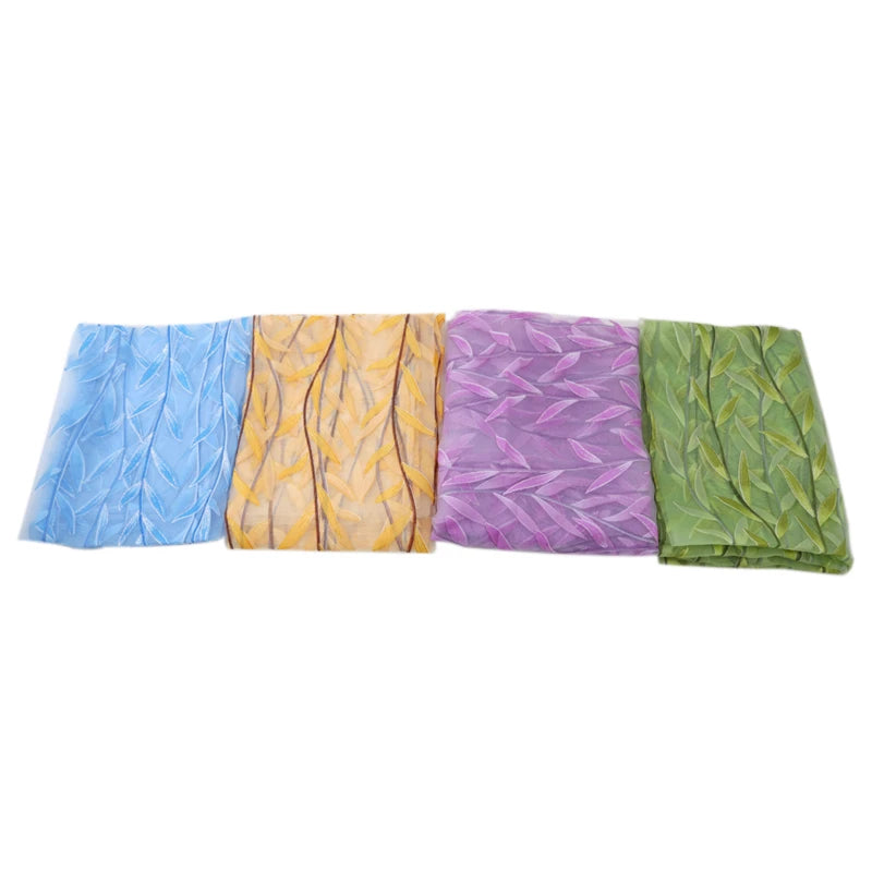 Elegant Modern Tulle Curtains For Living Room Bedroom Kitchen Green Leaf Sheer Curtains For Window Tulle Curtains Drapes