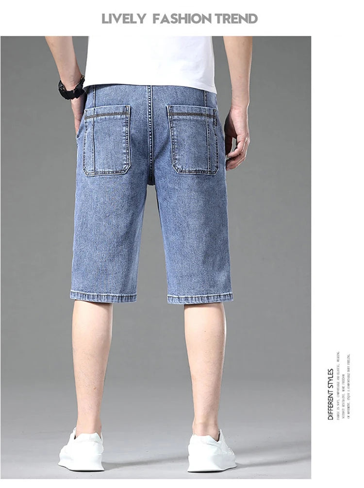 Jeans men's pants Korean version trendy jeans slim fit fashion shorts trendy breathable spring/summer multi bag work clothes cro