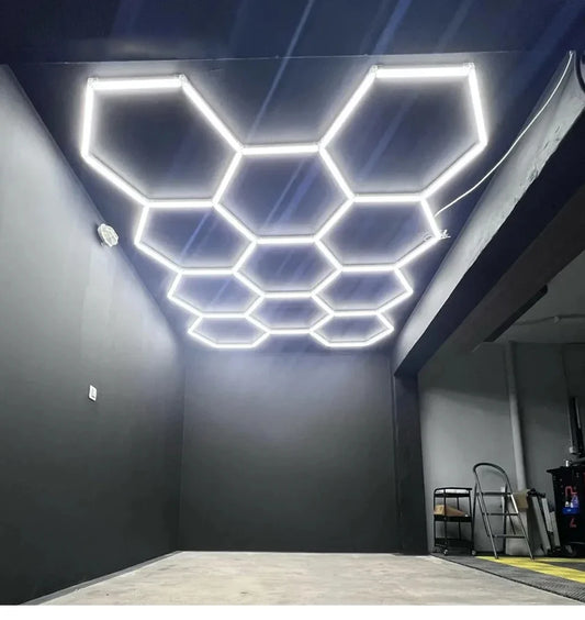 Hexagonal ceiling light BarberShop Car Garage LED Light 6500k LED tube for Gym Bar Hair Salon Library Workshop Auto Body Repair