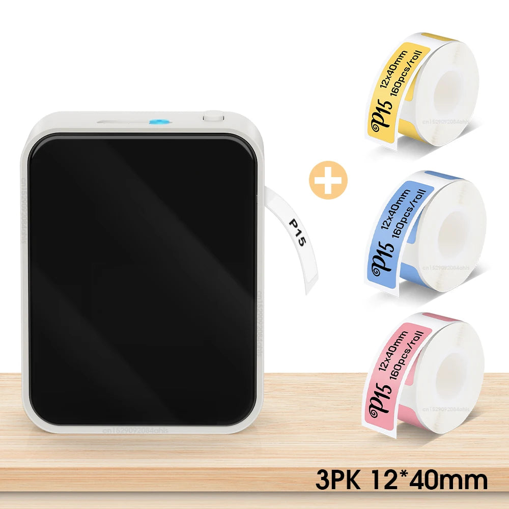 Label-Drucker 2025: Mini-Thermal P15 Portable-Bluetooth - Adhesive Sticker Inkless Collection