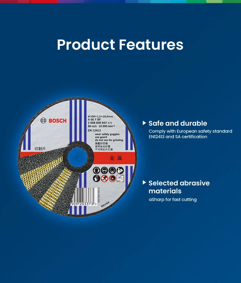 Bosch Metal Grinding Wheel Cutting Disc Classic Series Angle Grinder Accessories 100/125/150/180/230/305/355/400mm Cutting Wheel