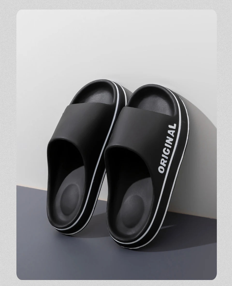 Feslishoet Frauen Buchstaben Hausschuhe Strand Slides Solid Farbe Herren Dick Sohle Innen Badezimmer Anti Rutsch Schuhe Sommer Paar Sandalen