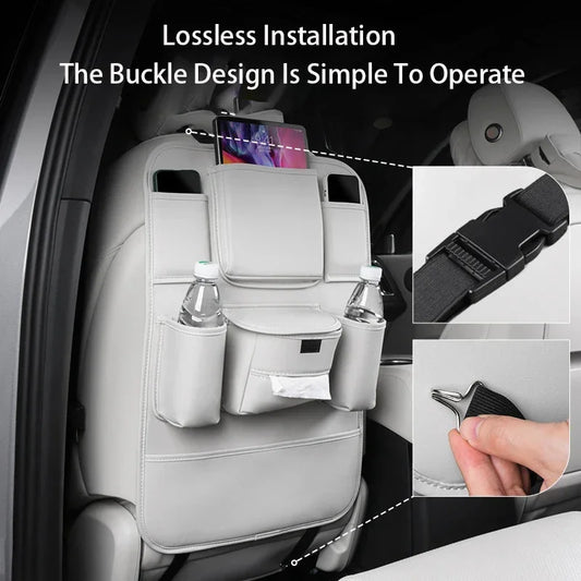 Car Seat Back Storage Bag Large Capacity PU Leather Car Backseat Organizer Storage Bag for Li Lixiang L6 L7 L8 L9 2022 2023 2024