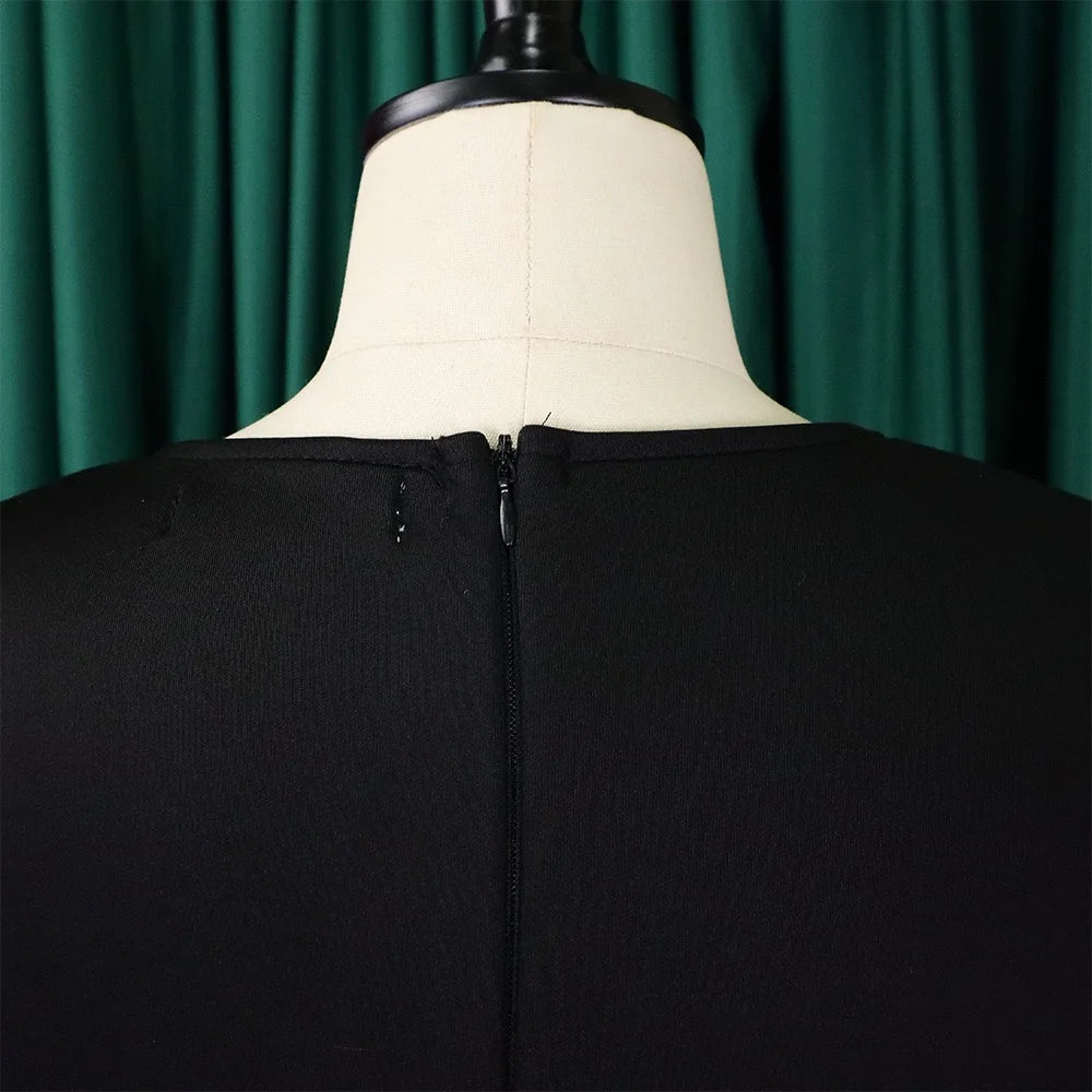 Elegante Kleider Für Frauen 2024 O-Ausschnitt Kurze Ärmel Hohe Taille Plissiert Midi Luxus Weiblich Geburtstag Party Dinner Vestidos