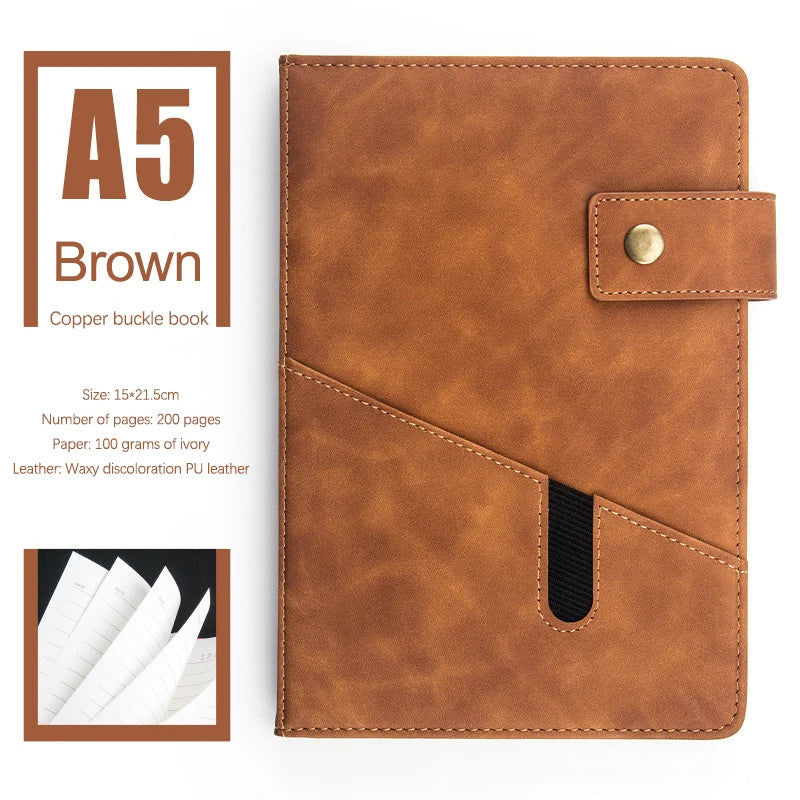 Caiet A5 din piele PU 2025 - Jurnal de afaceri, planificator, agendă, organizator, școală, birou