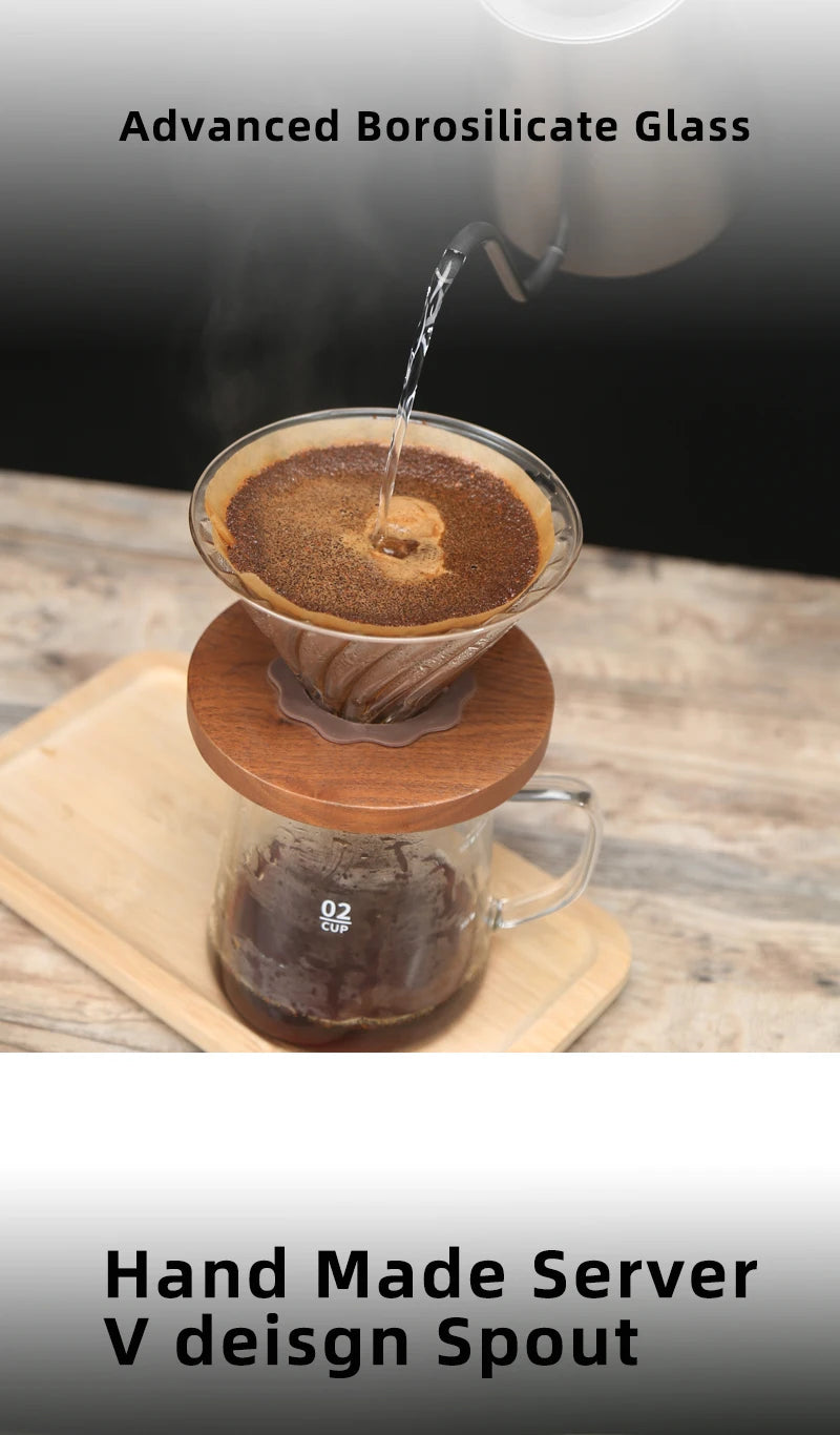 Glass Pour Over Coffee Server with Dot Scale Brewed Coffee Sharing PotHeat Resistant Hand Made Drip Coffee Pot 300ml/500ml