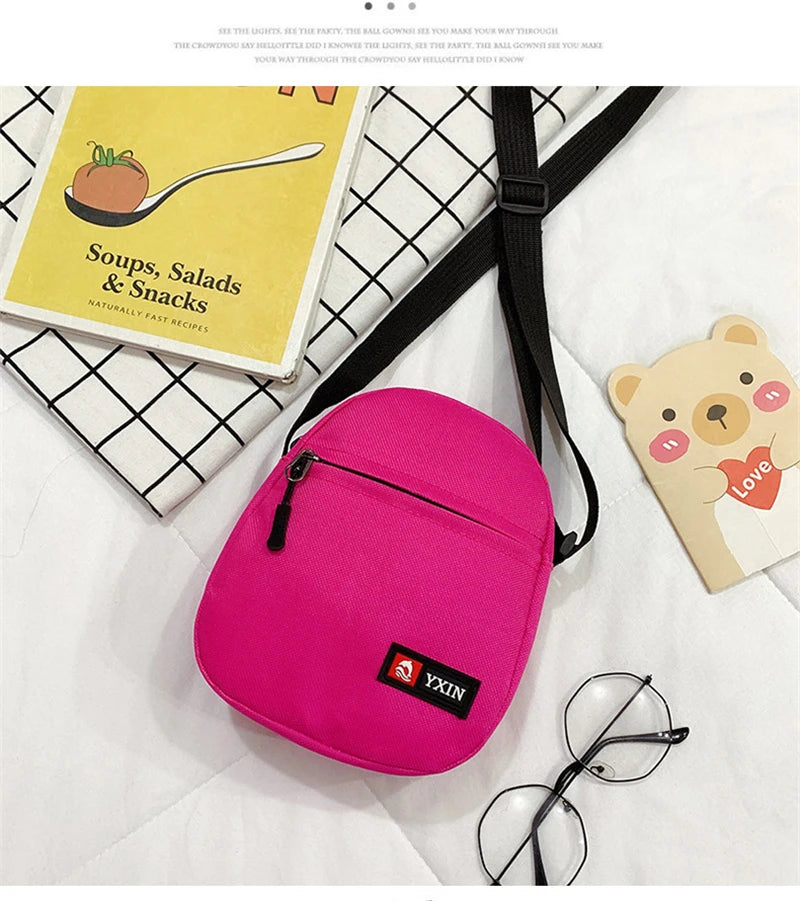 Geantă de talie pentru femei, tip crossbody, culoare solidă, fermoar, mini geantă de pânză, verticală pătrată, Messenger, pentru femei