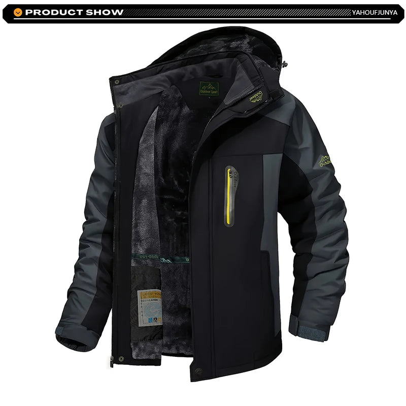 9XL Winterfleece Jacke - Kapuze abnehmbar, Winddicht