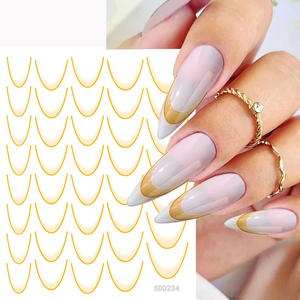 Set de autocolante MAFANAILS cu gradient francez - 14 piese 5D