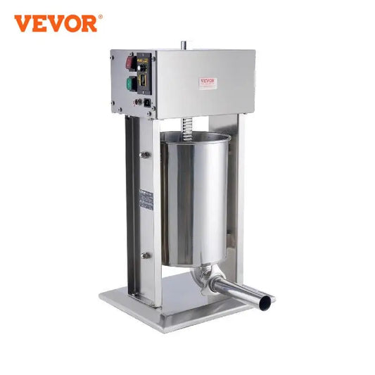 VEVOR Elektrische Wurstfüllmaschine - Vertikal Fleischwolf Geschwindigkeitskontrolle Fußpedal 304 Edelstahl 5 Füllrohre