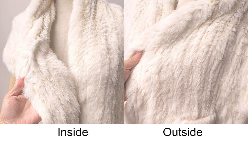 Kaninchen Pelz Schal Lux - Warm Hält, Länge 150 cm Weich