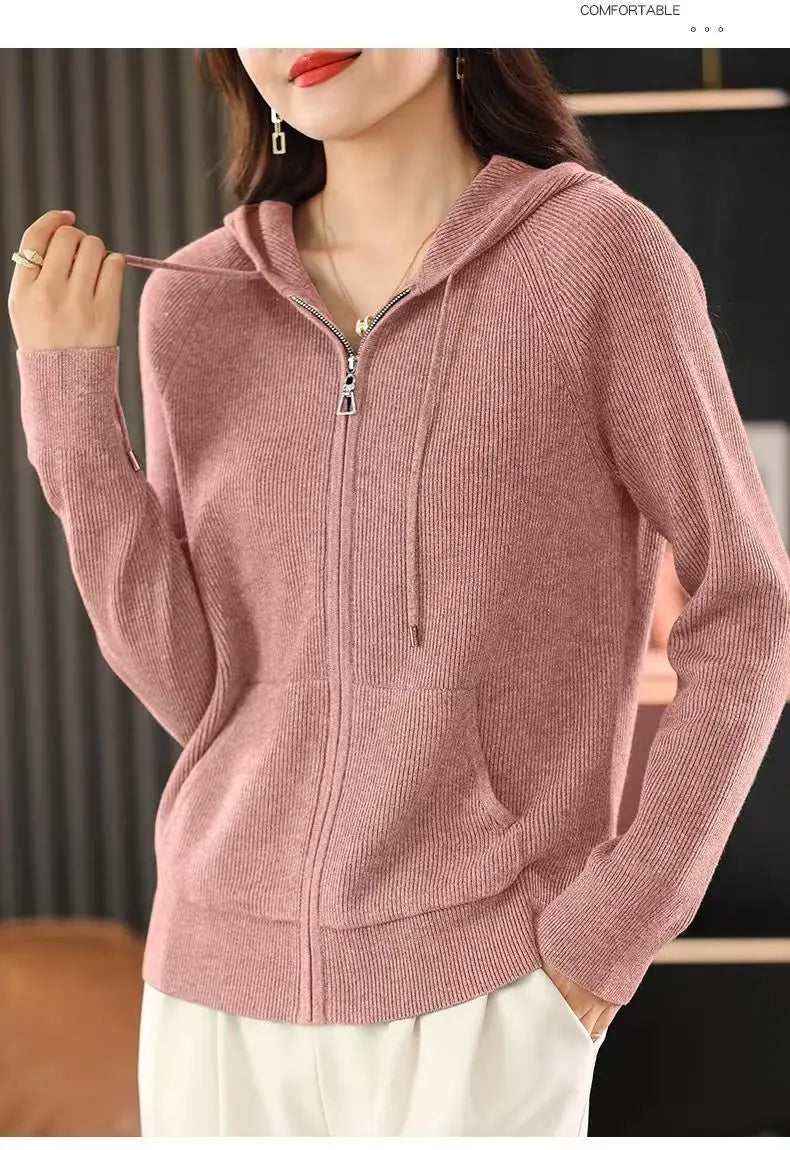 Cardigan LTYQIN cu fermoar dublu, mărimea M, 220-320 g/m²