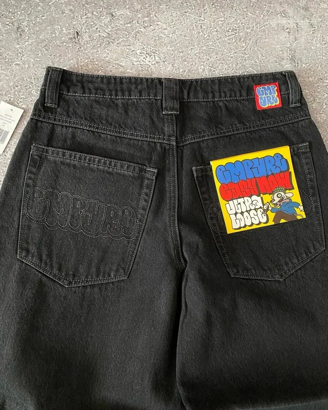 Jeans Y2k Pants Black Jeans Wide Leg Men Retro Loose Fashion Trendy Pants Hip-Hop Streetwear Y2k American Street Casual Jeans