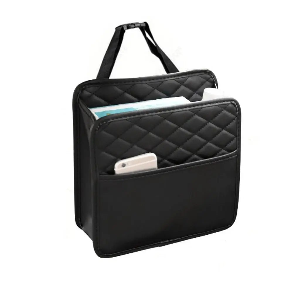 Leather Car Backseat Storage Bag Multifunctional Adjustable Backseat Large Capacity Pocket Protector Seat Back