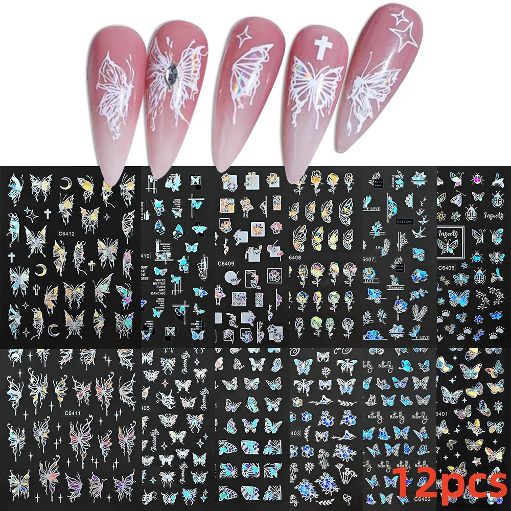 Fluturi Holo Y2K MAFANAILS - 12 Autoadezive
