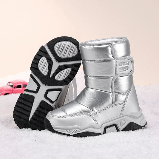 Neue Kinder Schnee Stiefel Winter High-top Warme Baumwolle Schuhe für Kinder Jungen Mädchen Warme Plüsch Futter Stiefeletten anti-skid Wasserdicht