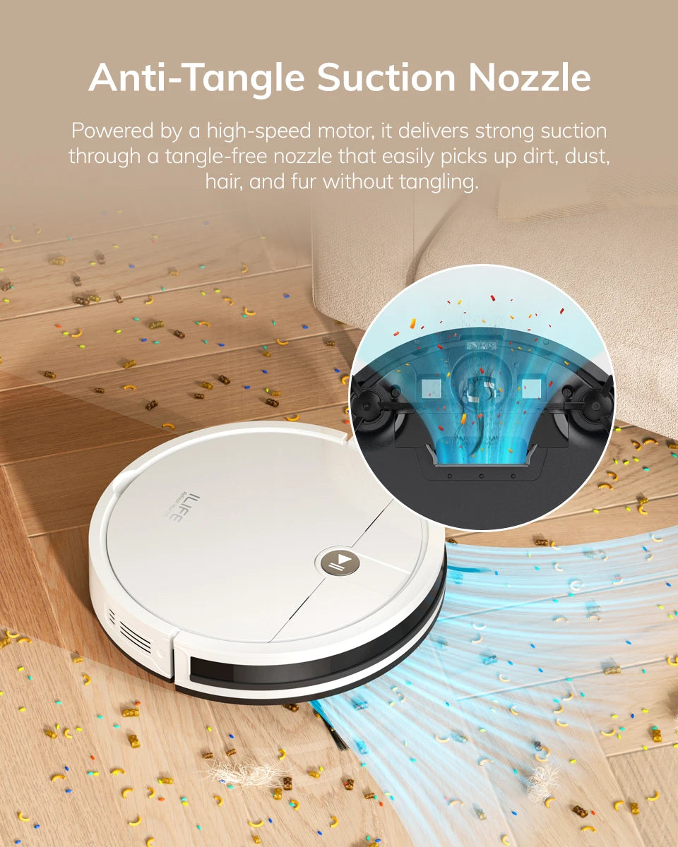 Aspirator robot ILIFE V2, autonomie de 120 de minute, aspirator robot cu autoîncărcare, subțire, silențios, ideal pentru păr de animale și podele dure