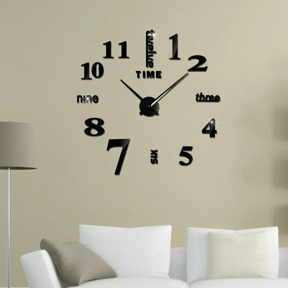 Large 3D Digital Wall Clock Acrylic European Creative Numerals Design Mirror Wall Sticker Clock DIY Self Adhesive Home Decor