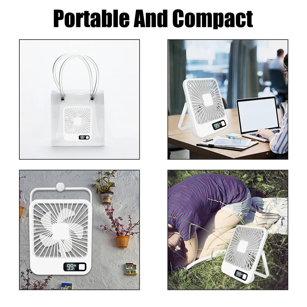 2025 New Small desktop fan USB charging Multi-scene use Car fan Camping fan Home office portable quiet outdoor simple summer fan