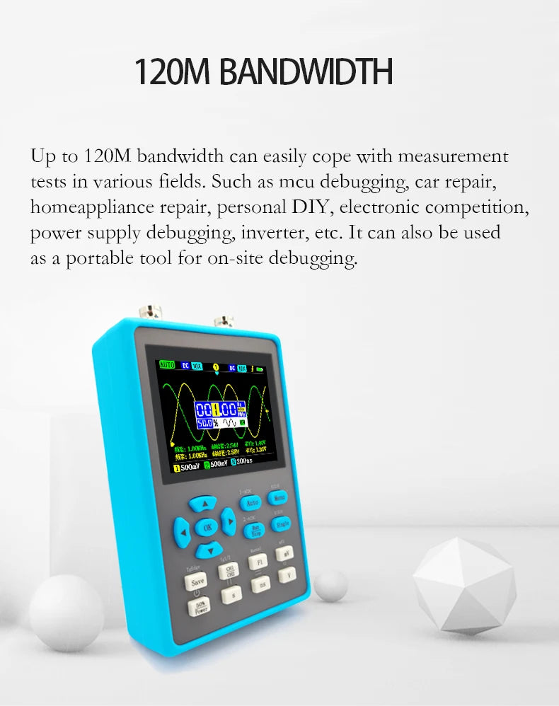 ZEEWEII DSO2512G 2,8 Zoll Handheld Digital Oszilloskop 120M Bandbreite Dual Kanal Signal Generator XYmode