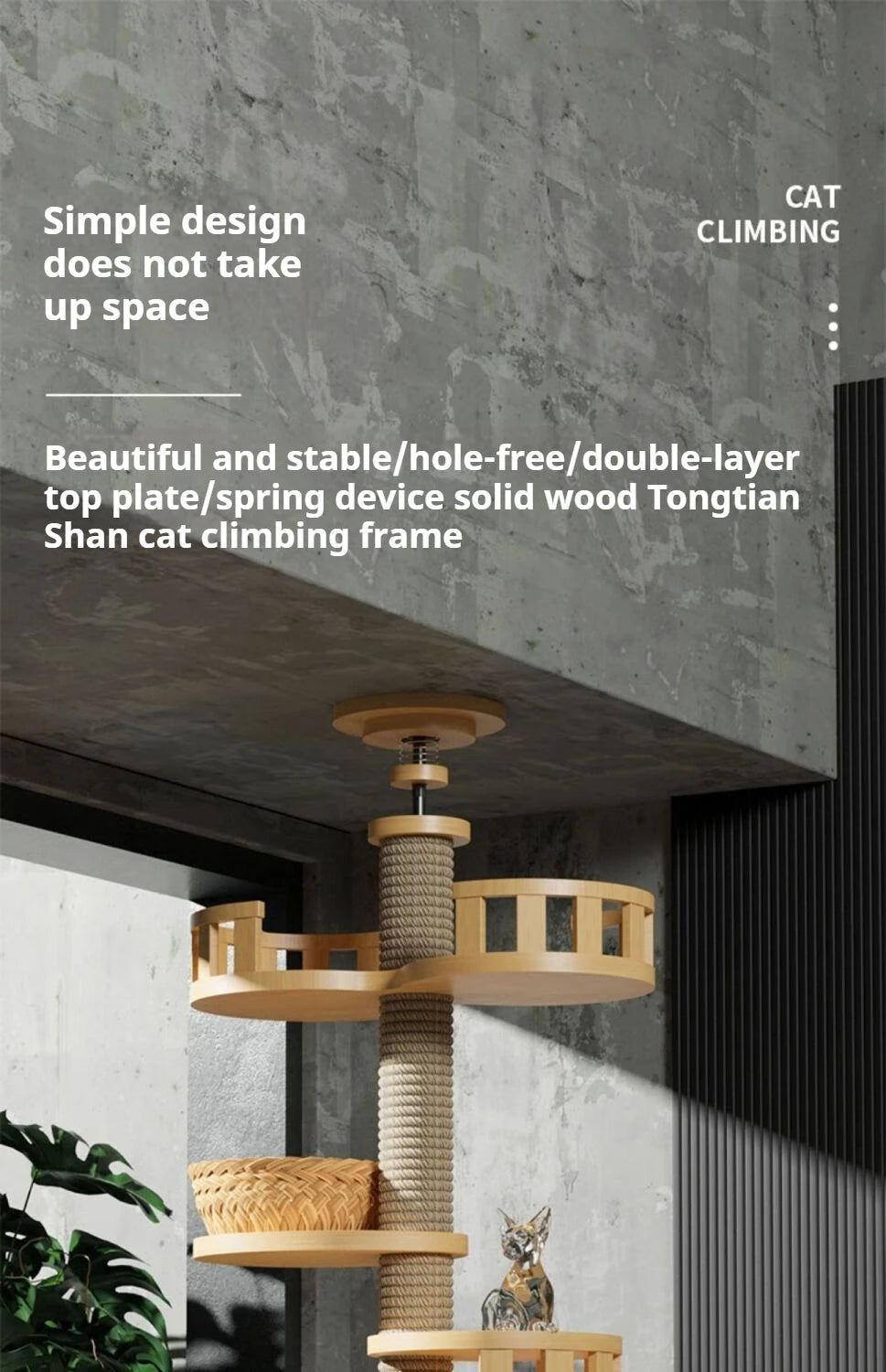 Cat Tower Cat Tree Adjustable Multi-Function Floor To Ceiling Wooden House Tower For Large Cats With Large Cat Accessories