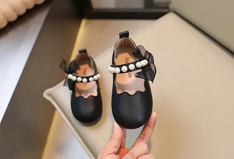 Mädchen Performance Schuhe 2025 - Frühling Herbst Baby Weiche Sohle Flats - Kinder Prinzessin Perlen Mary Janes mit Spitze Süß 7-13J