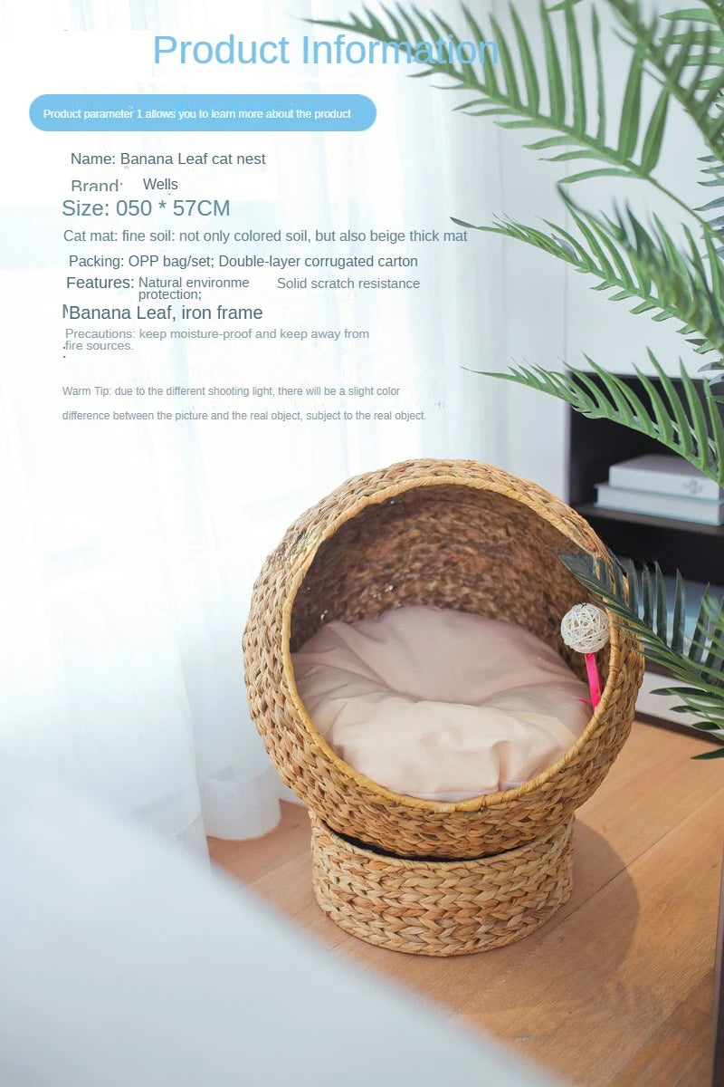 Cat bed cat tree delivery room cat hammock woven caget villa summer rattan house pet nest climbing frame  nest