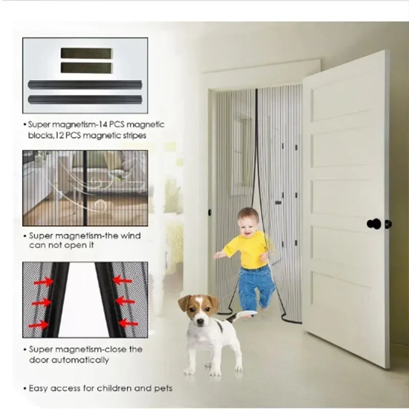 Magnetic Mosquito Net Screen Door Curtain Anti-Mosquito Net Fly Insect Screen Mesh Automatic Closing 5 Size Easy Installation